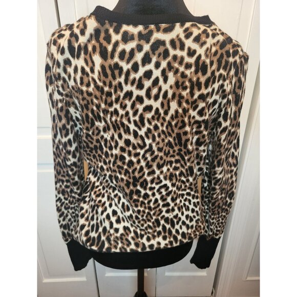 Brown/Black Animal Print Thin Gauge Sweater Worthington L City Streetwear Office - Picture 2 of 9
